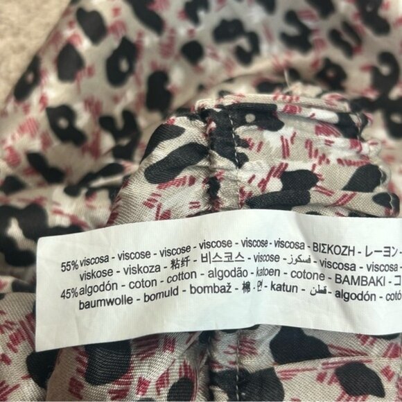 Zara Brown leopard cheetah animal print satin effect jogger pants M NWOT pockets - Picture 6 of 12